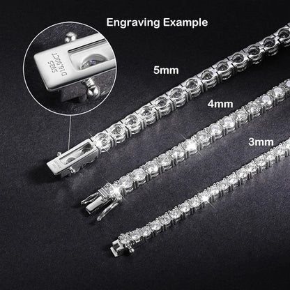 3mm 4mm 5mm Moissanite Tennis Bracelet for Women Men 925 Silver Plated 18k Gold Pass Diamond Tester Link Bracelets Bangle