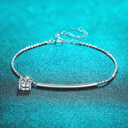 1CT Solitaire Moissanite Bracelets for Women D Color Simulated Diamond Bangles S925 Sterling Silver Jewelry Wedding Gift