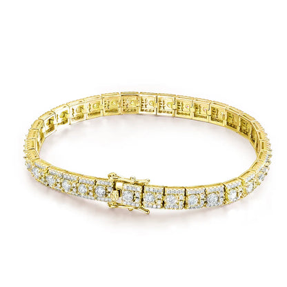 D VVS1 Moissanite Tennis Bracelet GRA Certified Lab Diamond 925 Sterling Silver 6mm Width Cuban Bracelets for Women Man
