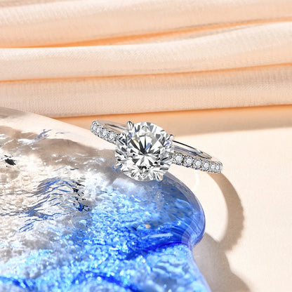 New Brand 18K 14K 10K Yellow Gold Moissanite Ring Round Cut 3.0CT Ring for Women Birthday Diamond for Wedding Gift