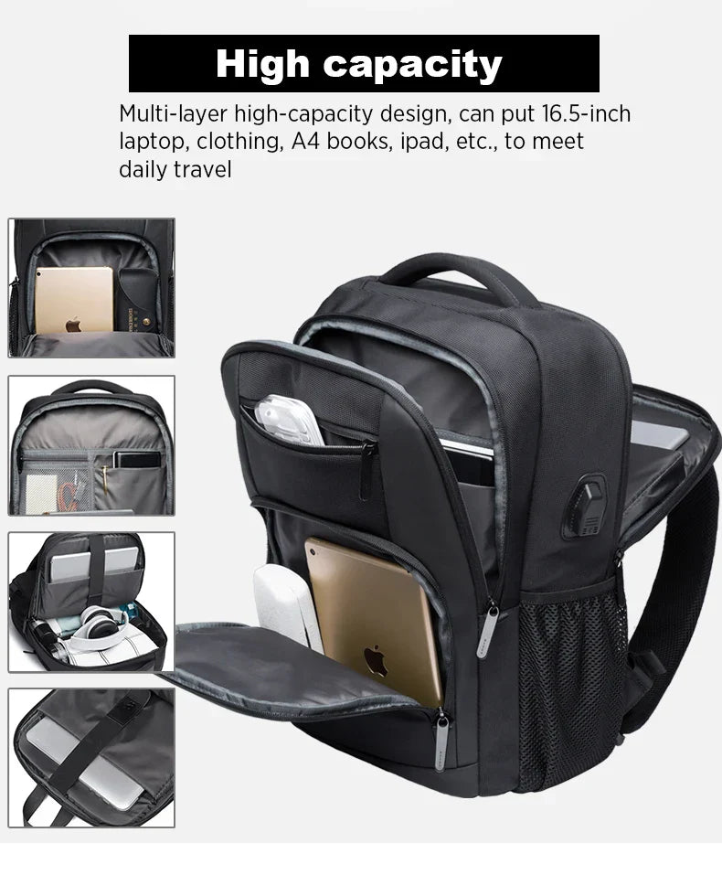 Lightweight 15.6 inch Laptop Backpack Waterproof USB Charge Port Multifunctional Travel Hiking School Bag Mochila for Men
