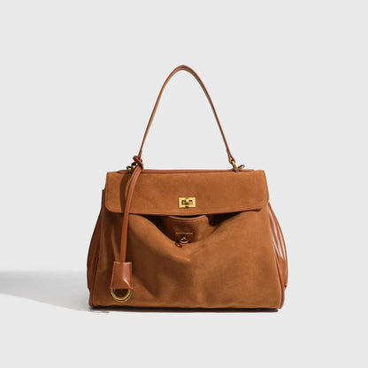 New Split Cow Leather Women's Faux Suede Bag Autumn Winter Underarm Bag for Lady Shoulder Crossbody Bag
