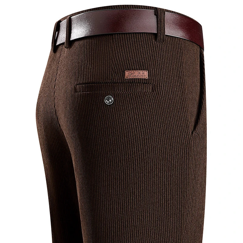 Men's Corduroy Pants Classic Casual Pants Straight Leg Regular Fit Streetwear Commuting with 5 Pockets