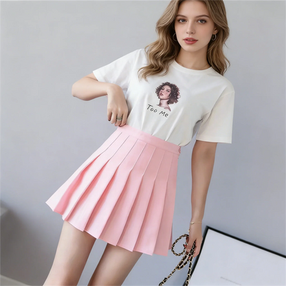 White Women Pleated Skirts Summer High Waist Zipper Girls Dancing JK Mini Skirts Black Fashion Student A Line Faldas 2024