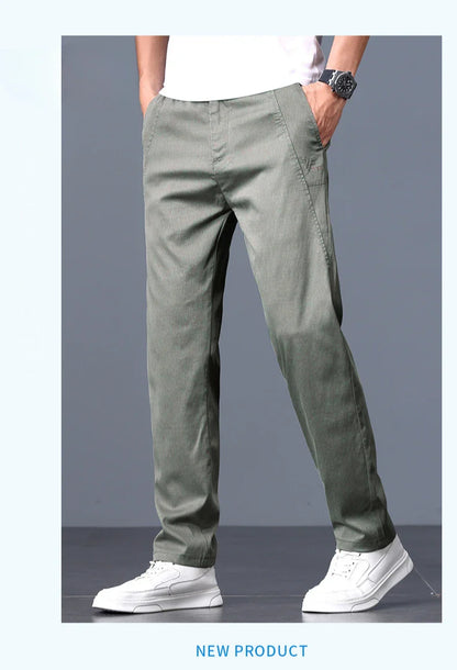 2025 Spring Thin Brand Men's Lyocell Pants Casual Business Straight Elastic Waist Comfortable Trousers Pants for Male