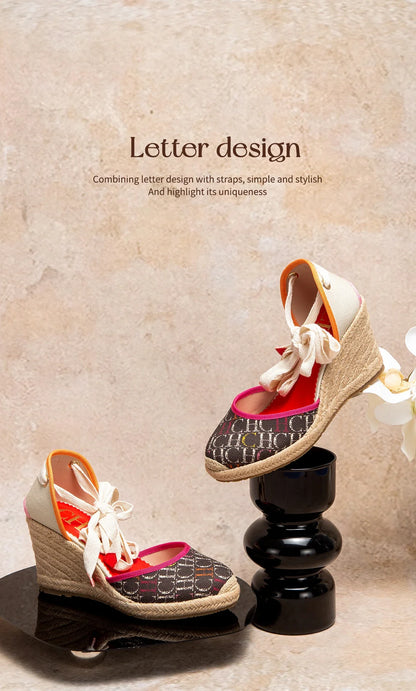 Women's Shoes CARACAS CANVAS WEDGES Luxury Brand Heeled Sandals Straw Fabric Casual shoeses