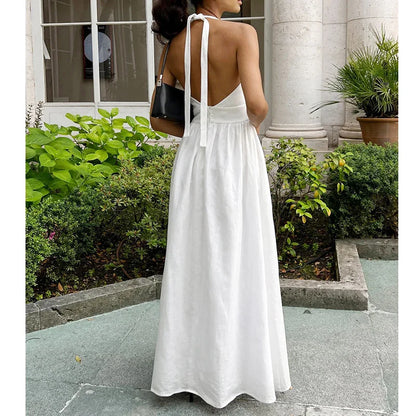 2025 New Women Summer Cotton Long Dress Sleeveless Sexy V-Neck Boho Maxi Dress Loose Style Long Dress Vestidos Clothes