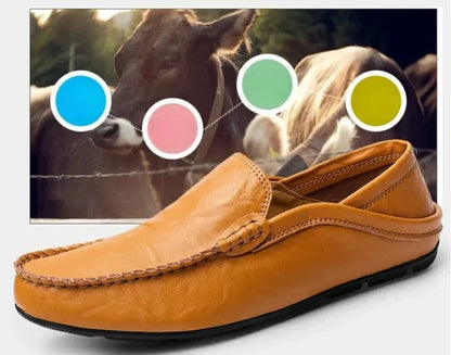 Men Leather Loafers Comfortable Slip On Shoes Breathable Lightweight Walking Shoes for Big Size 47 Casual Soft Driving Shoes