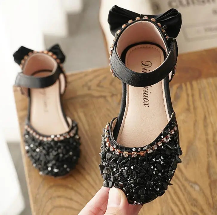 Summer Kids Shoes for Girl Sandals Fashion Sequins Cute Bow Little Girl Shoes Flat Heels Princess Shoes  SM004