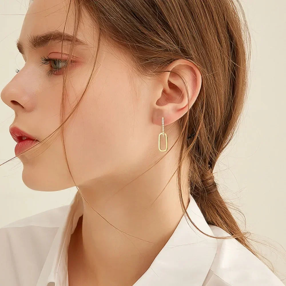 1.4mm Moissanite Paperclip Link Earrings for Women Silver 925 D Color Lab Diamond Huggie Hoop Earrings 2024 Trend Jewelry