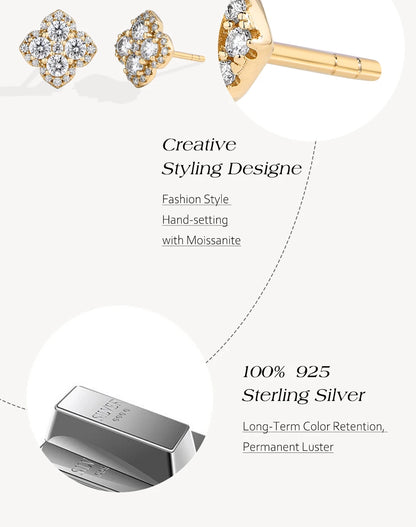 Full Moissanite Diamond Earrings D VVS1 For Women S925 Sterling Silver 18k Gold Plated Engagement Wedding Jewelry Gifts