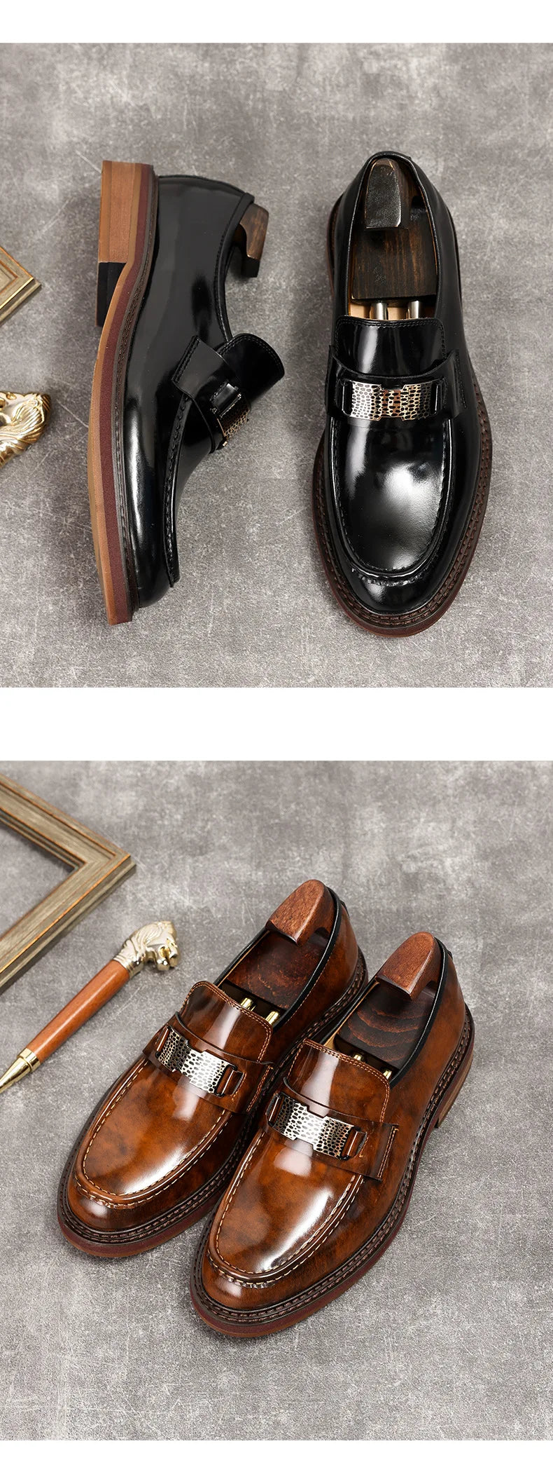 Leather Men Formal Shoes Luxury Brand 2025 Men's Loafers Dress Moccasins Breathable Slip on Brown Driving Shoes Plus Size 37-45