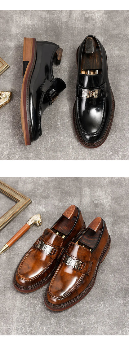 Leather Men Formal Shoes Luxury Brand 2025 Men's Loafers Dress Moccasins Breathable Slip on Brown Driving Shoes Plus Size 37-45