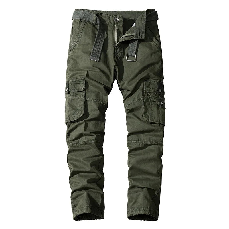 Four-season Pure Cotton Casual Pants Men's Work Pants Multi-pocket Straight Trousers