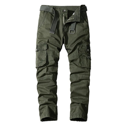 Four-season Pure Cotton Casual Pants Men's Work Pants Multi-pocket Straight Trousers