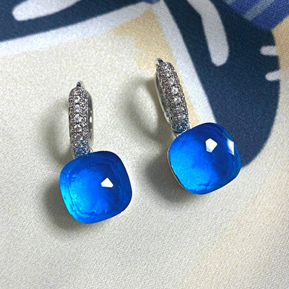 Classic Candy Color Earrings Inlay Transparent Zircon 27Colors Crystal Earrings Platinum Plated Fashion Jewelry For Women