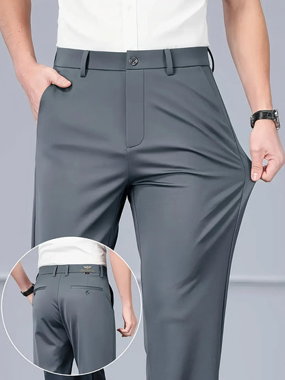 Men's Business Casual Dress Pants, Straight Leg Stretch Trousers, Formal Office Work Pants, Lightweight Breathable All-Season