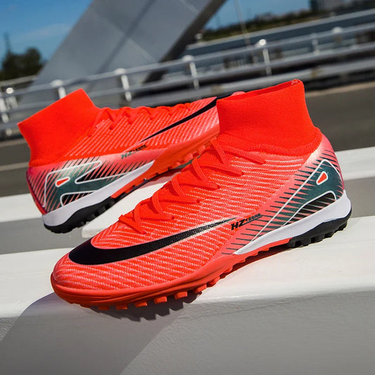 Kids Soccer Cleats for Boys and Girls Youth High-top Football Shoes Outdoor Athletic Turf Soccer Shoes