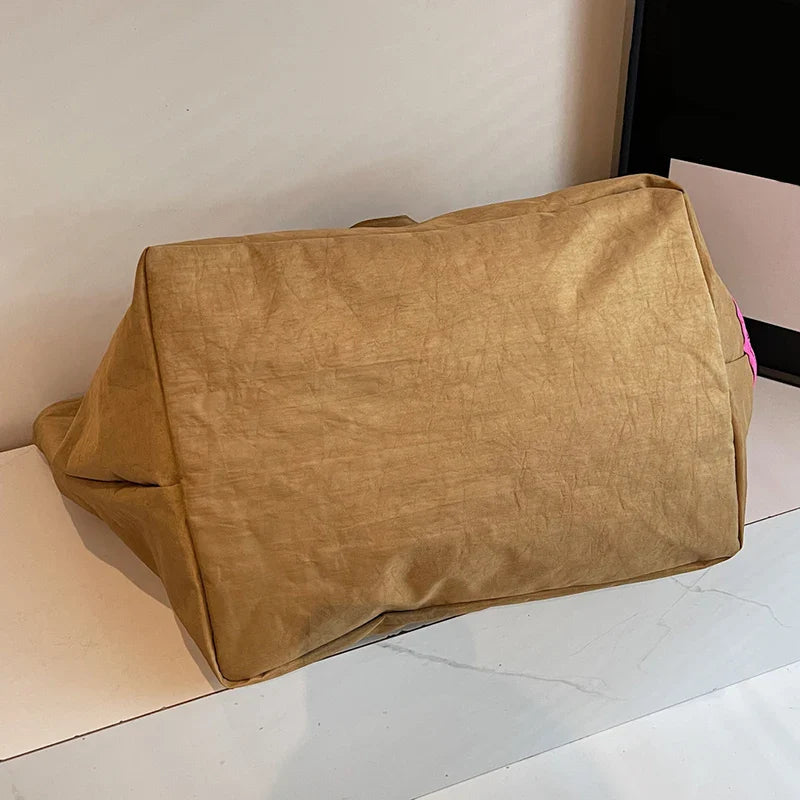 Fashionable and simple large capacity popular solid color handbag, personalized and multifunctional casual letter embroidered sh