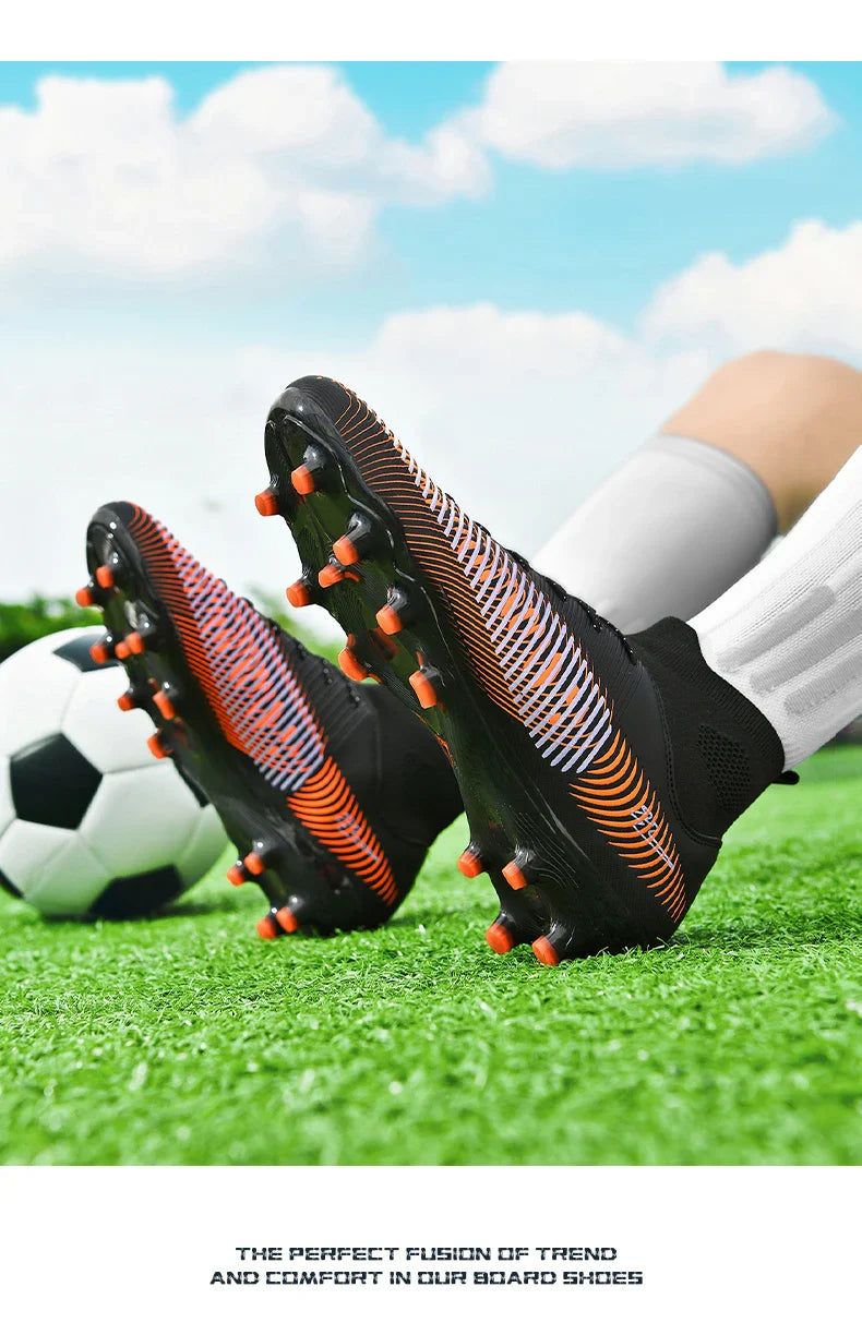 Double Star 2026 New High-Top AG Soccer Boots, Long Studs, for Teenagers, Primary School Students, Adults and Kids, Match & Trai
