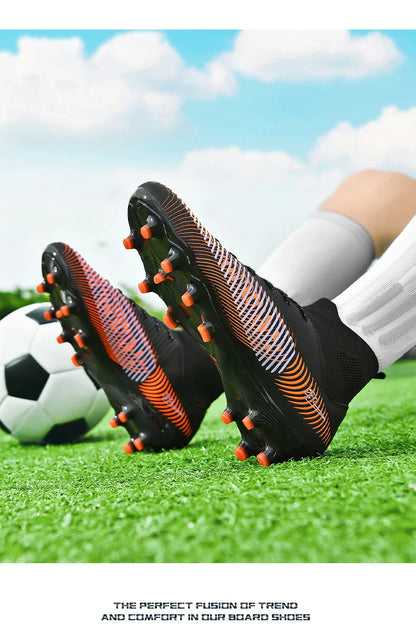 Double Star 2026 New High-Top AG Soccer Boots, Long Studs, for Teenagers, Primary School Students, Adults and Kids, Match & Trai