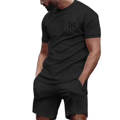men's two-piece sportswear short sleeved T-shirt and pants set running and fitness sportswear summer