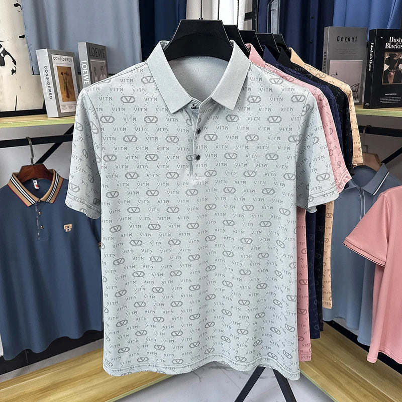 Fashion brand men's short sleeve polo shirt summer new item original printing custom design youth comfortable top casual T-shirt