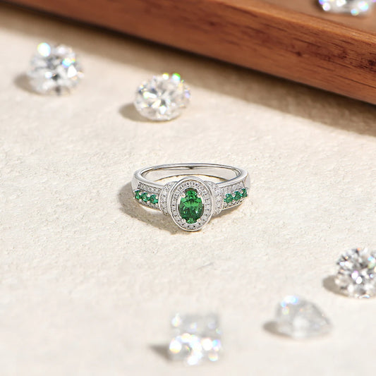 S925 Silver Lab Zambian Emerald Ring with White Zircon For Women Wedding Band Vintage Anniversary Luxury Gifts Jewelry