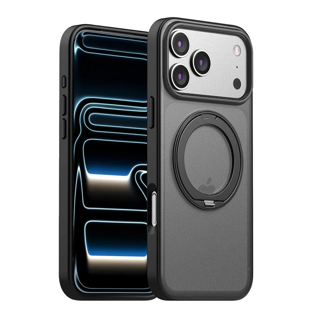 360° Rotating Magnetic Ring Stand Case for MagSafe for iPhone 17 Pro Max 17 Air Matte Transparent Shockproof Phone Cover