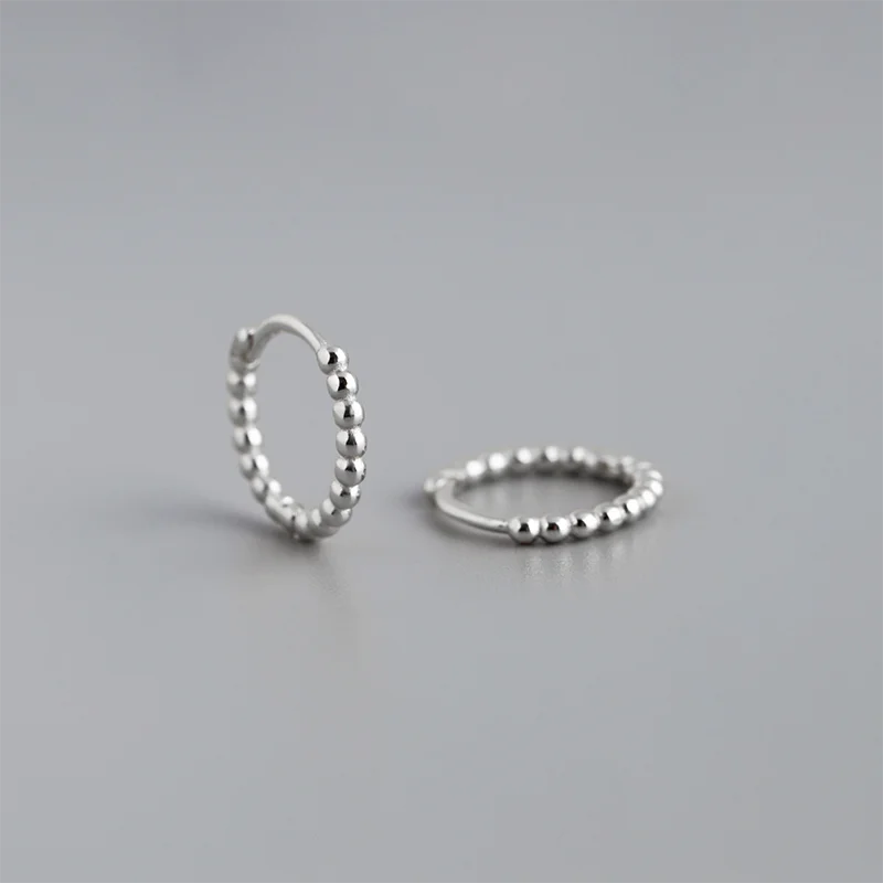 925 Sterling Silver Fashion Minimalist Beads Huggies Hoop Earrings for Women Trend Charm Ear Buckle Bohemian Jewelry Gift