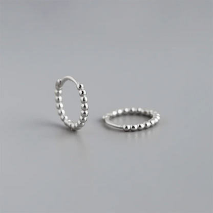 925 Sterling Silver Fashion Minimalist Beads Huggies Hoop Earrings for Women Trend Charm Ear Buckle Bohemian Jewelry Gift
