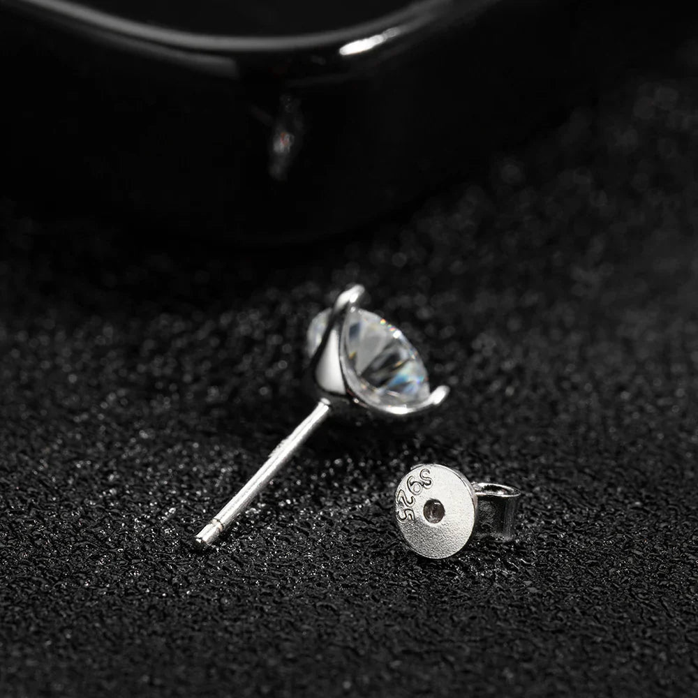 D VVS1 Round Moissanite Earring 3 Prongs Setting Classic Trendy Women Man Fine Jewelry GRA Certified 925 Sliver Earring