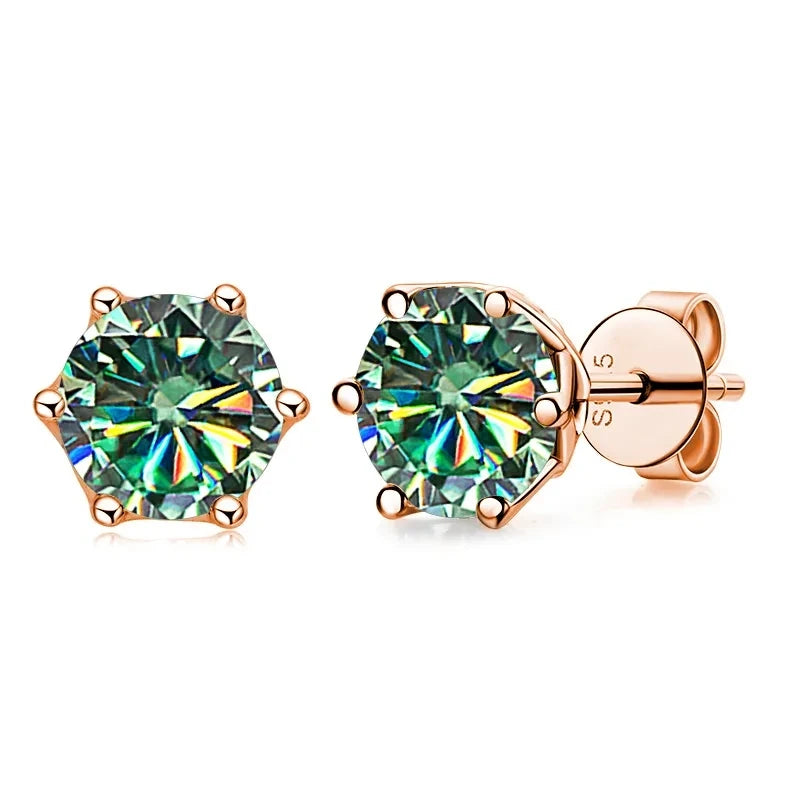 0.5ct-1ct D Color Certified Moissanite Stud Earrings Lab Created Diamond 925 Sterling Silver Gold Plated Wedding Jewelry