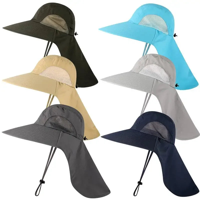 Wide Brim Sun Hat with Neck Flap for men women Adjustable Outdoor