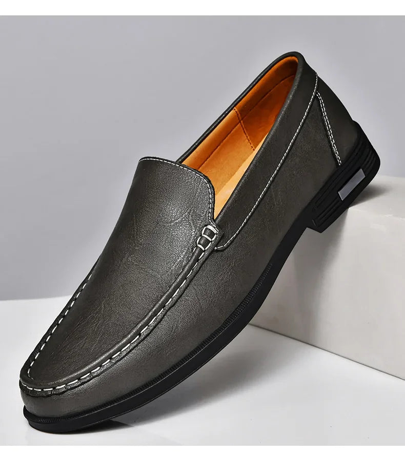 Genuine Leather Slip on Loafers Men Formal Dress Shoes Office Driving Wedding Party Mocasines Hombre Big Size Casual Shoes