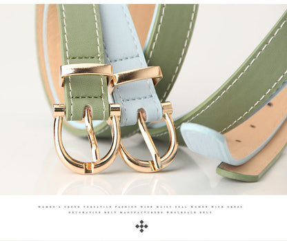 2023 Women Belts New PU Leather Simple Metal Buckle Belt Girls Dress Jean Pants Waistband Belts for Lady Luxury Designer Brand