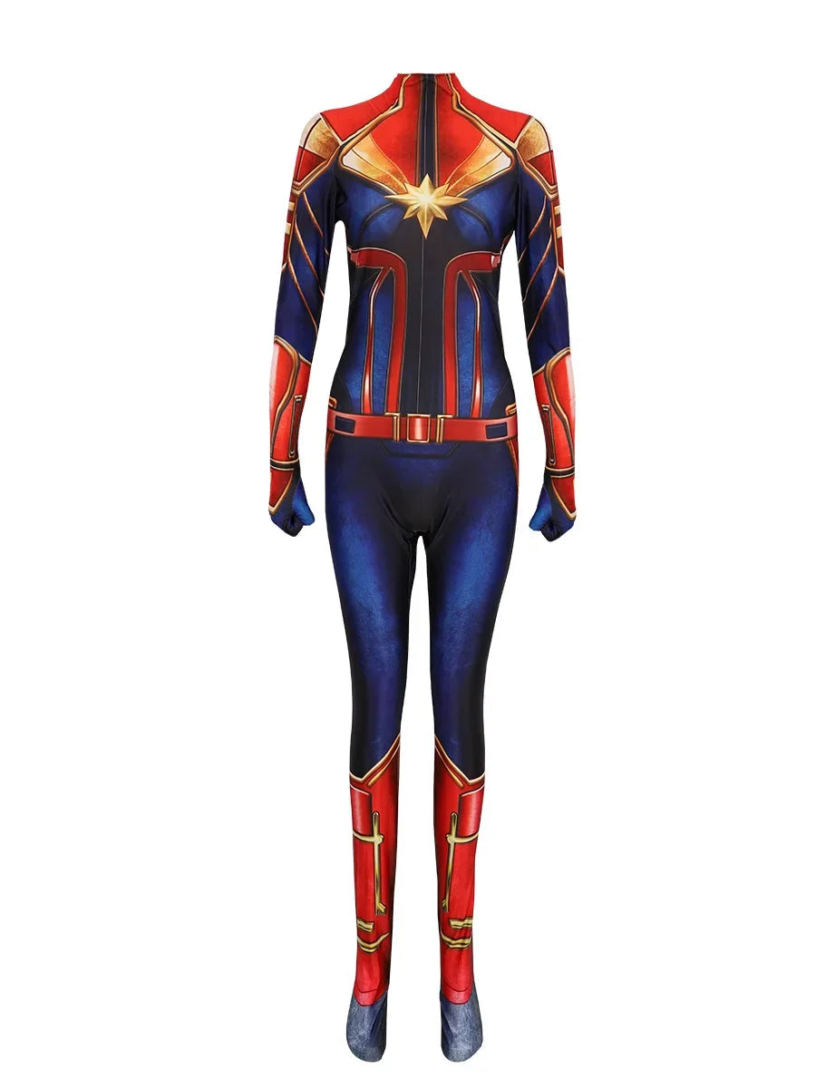 Movie Captain Cosplay Costume Women Superhero Cos Stage Jumpsuit Halloween Carnival Role Play Party Zentai Kids Adult
