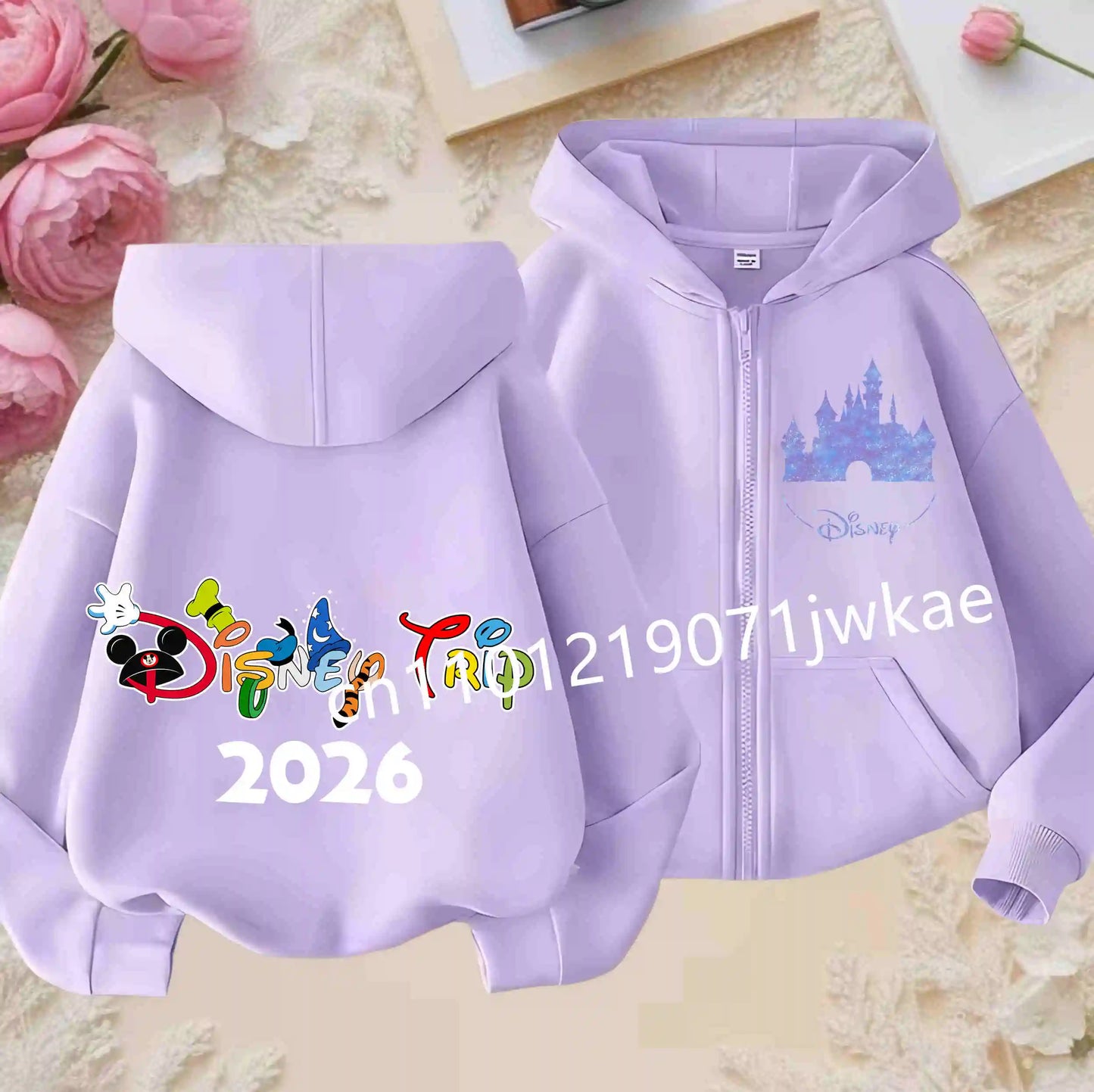 Boys and Girls Clothing Castle Pattern Kids Hoodie Jacket for Children 2026 Fashion Minnie Mickey Castle Zipper Hoodie Closure