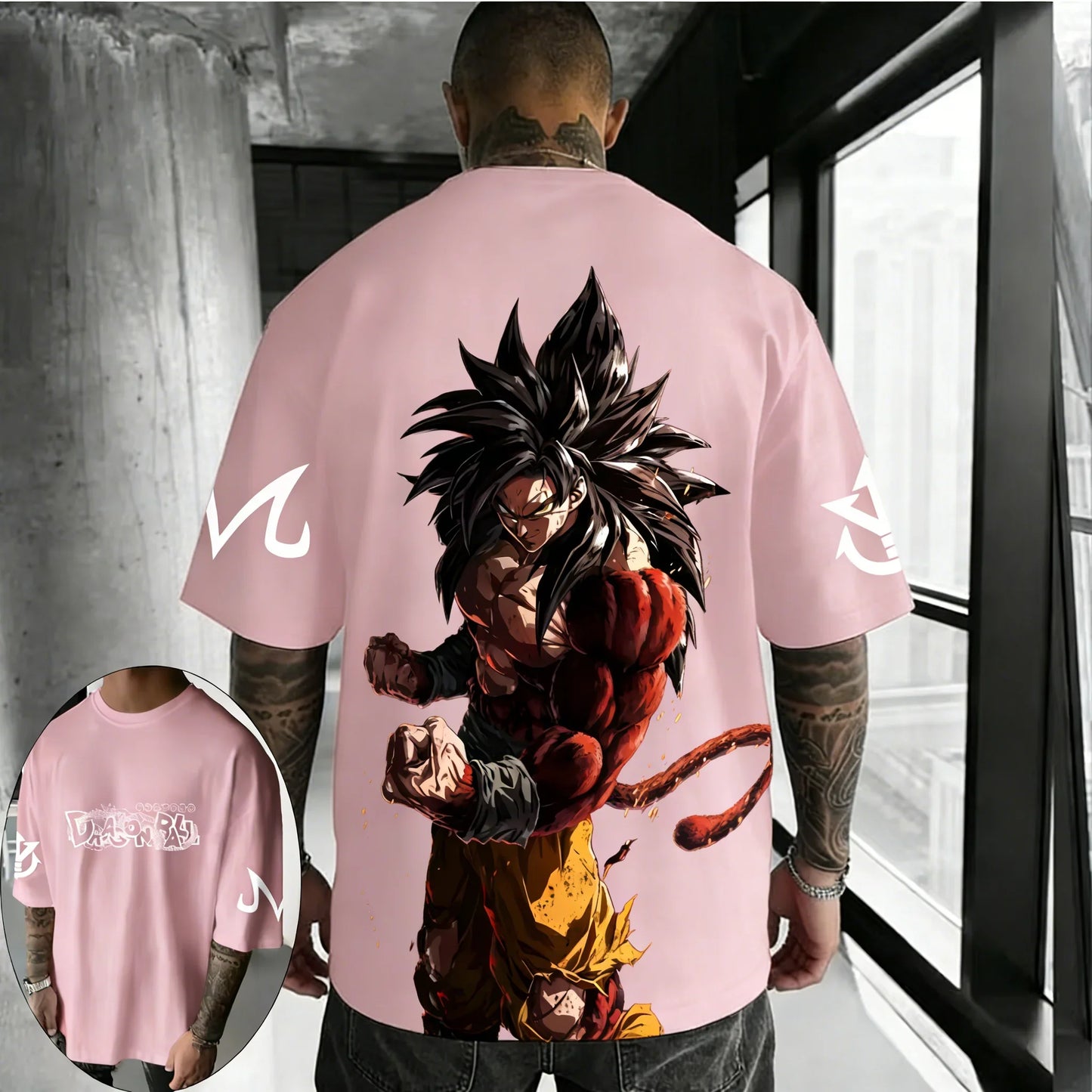 T-shirt Summer New Super Saiyan 4 Co Branded Men's Street Hip Hop Oversized Casual Short Sleeve Top