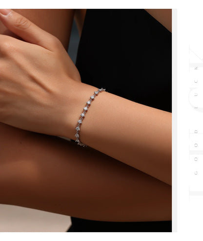2.4CT Moissanite Bracelet 925 Sterling Silver Sparkling Round Lab Diamond Tennis Bracelets For Women Fine Jewelry