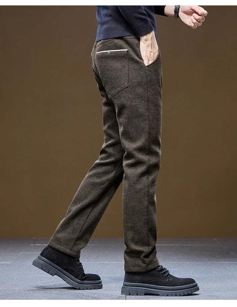 Men's Winter Velvet Casual Pants Thickened Warm Slim Fit Comfortable Solid Color Trousers Korean Fleece  Fashion Outdoor Jogging