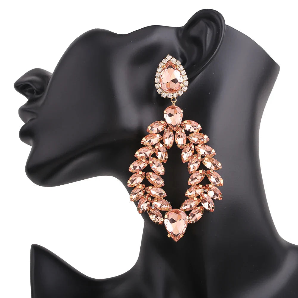 New Crystal Dangle Earrings For Women Rhinestone Earrings Weddings Ladies Party Fashion Jewelry Accessories Wholesale Gifts