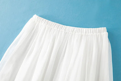 Women 100%Real Silk Elegant Skirts, Elastic Waist Solid, French Temperament Fairy Commute Skirt, 2025 Summer B56433CC