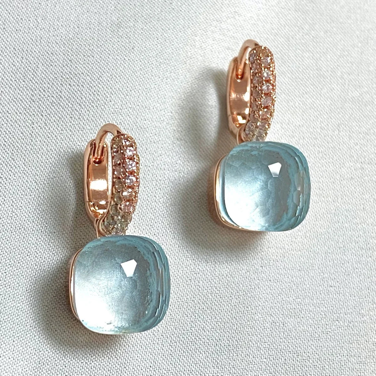 Classic Candy Color Earrings Inlay Transparent Zircon 27Colors Crystal Earrings Rose Gold Plated Fashion Jewelry For Women