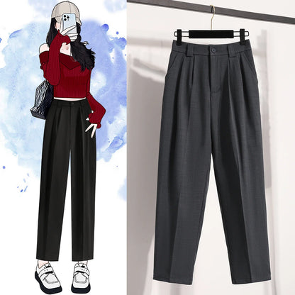 High Waist Suit Pants Women Gray Or Black Casual Trousers