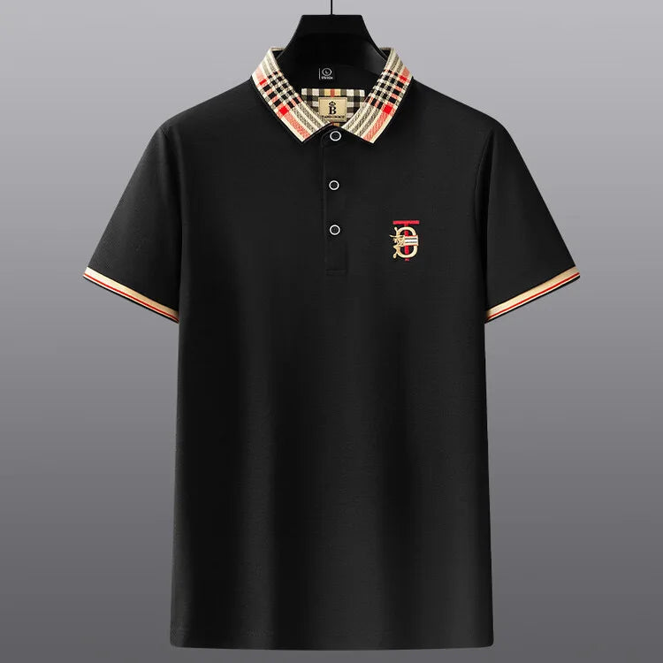 Fashion designer brand short sleeve men's polo shirt new lapel top high-end embroidery summer breathable casual Paul T-shirt