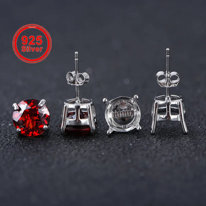 925 Silver 4-Claw Earring Settings 4mm-10mm Round Stone Holders DIY Jewelry Findings for Handcraft Earring Making