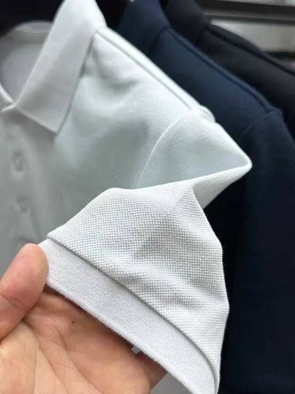 100% high-quality pure cotton men's summer polo T-shirt popular business commuting breathable cozy exquisite luxurious embroider