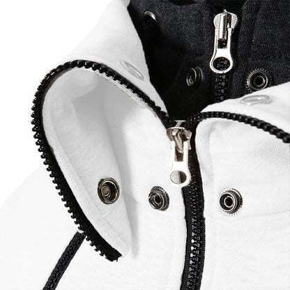 Zipper Men Jackets Autumn Winter Casual Fleece Coats Bomber Jacket Scarf Collar Fashion Hooded Male Outwear Slim Fit Hoody