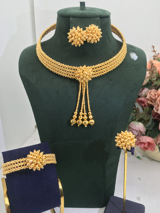 4pcs Bridal Zirconia Full Jewelry Sets For Women Party, Luxury Dubai Nigeria CZ Crystal Wedding necklace sets